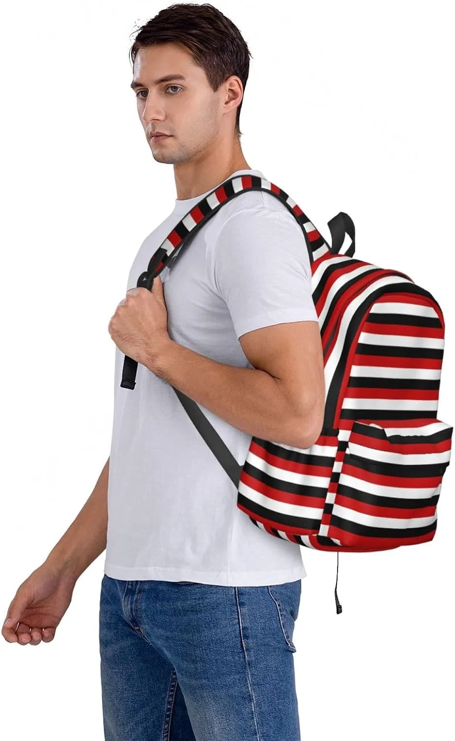 Trinidad Tobago Yemen Flag Stripes Casual Backpack Large Capacity Travel Backpacks Laptop Daypack Commuter Rucksack Adjustable Strap Sports Bags for Hiking Biking