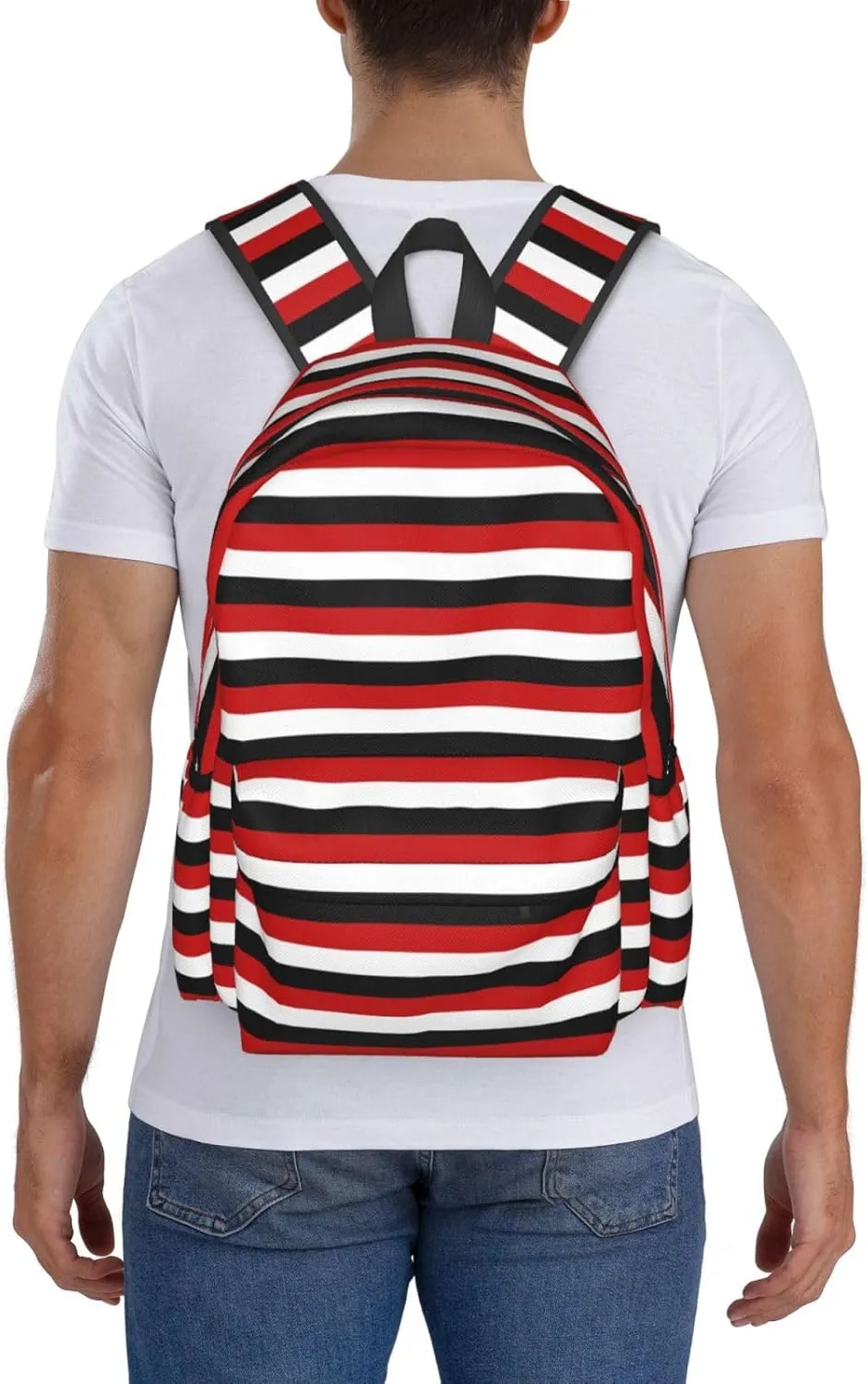 Trinidad Tobago Yemen Flag Stripes Casual Backpack Large Capacity Travel Backpacks Laptop Daypack Commuter Rucksack Adjustable Strap Sports Bags for Hiking Biking