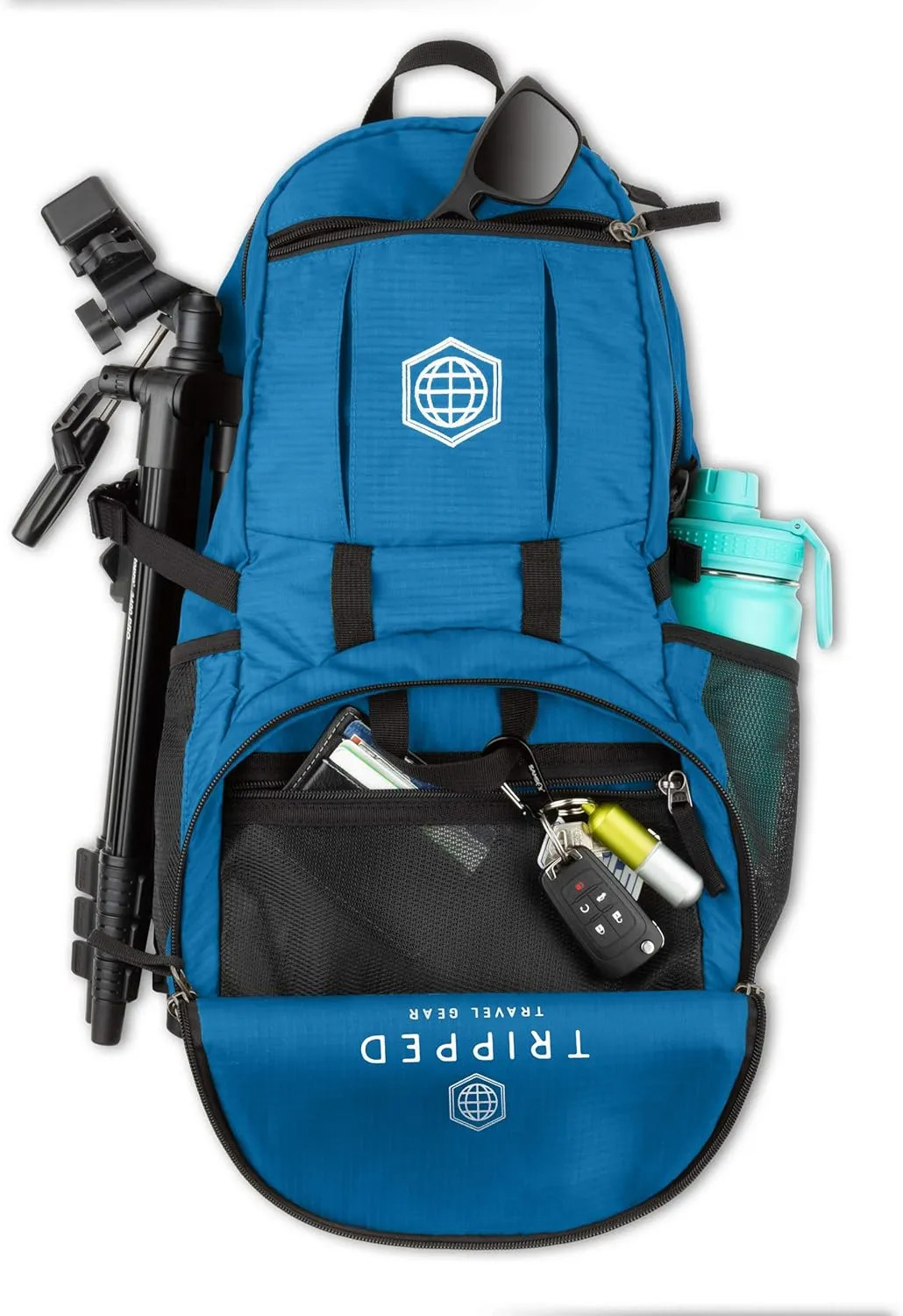 TRIPPED Travel Gear Traveling Backpack- Foldable Collapsible Lightweight Backpack for Travel (Light Blue) 35 liters