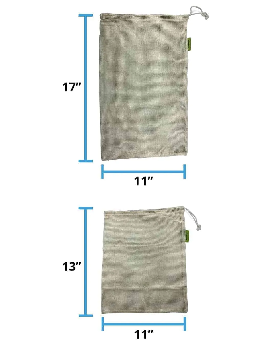 Tru Earth Reusable Cotton Mesh Produce Bags by Tru Earth, Set of 6 (3-medium, 3-large)