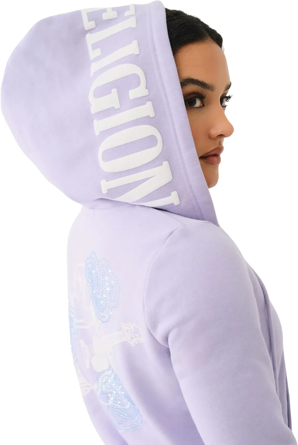 True Religion Women's Crystal Classic Zip Hoodie​