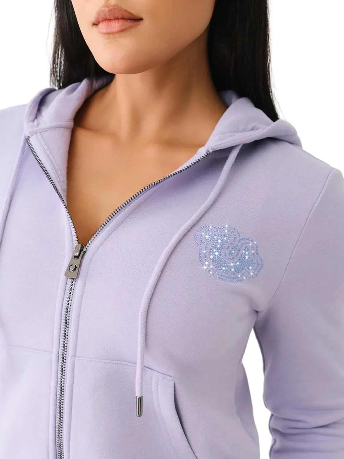 True Religion Women's Crystal Classic Zip Hoodie​