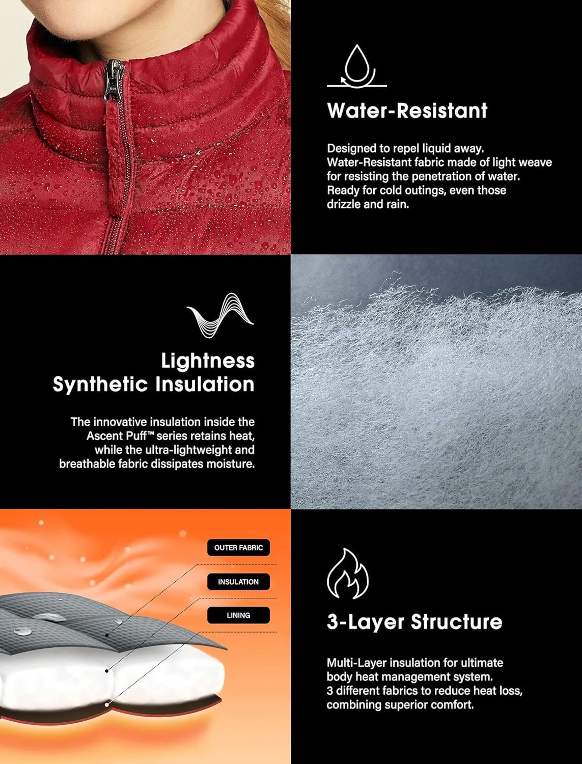 TSLA Women's Lightweight Packable Accent Puffer Jacket, Water-Resistant Winter Coat