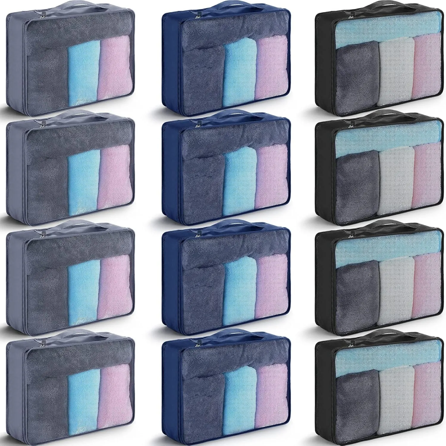 Tudomro 12 Pcs Large Packing Cubes Luggage Organizers for Suitcase Mesh Travel Organizer Bags Travel Packing Organizers for Traveling Camping Hiking