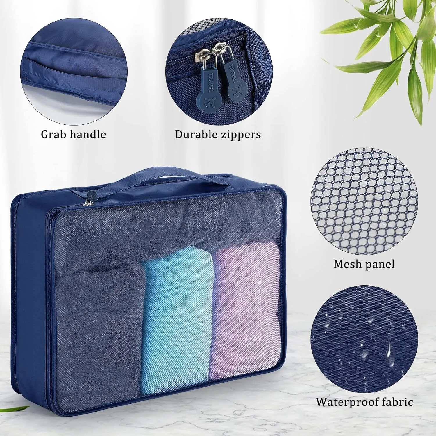Tudomro 12 Pcs Large Packing Cubes Luggage Organizers for Suitcase Mesh Travel Organizer Bags Travel Packing Organizers for Traveling Camping Hiking