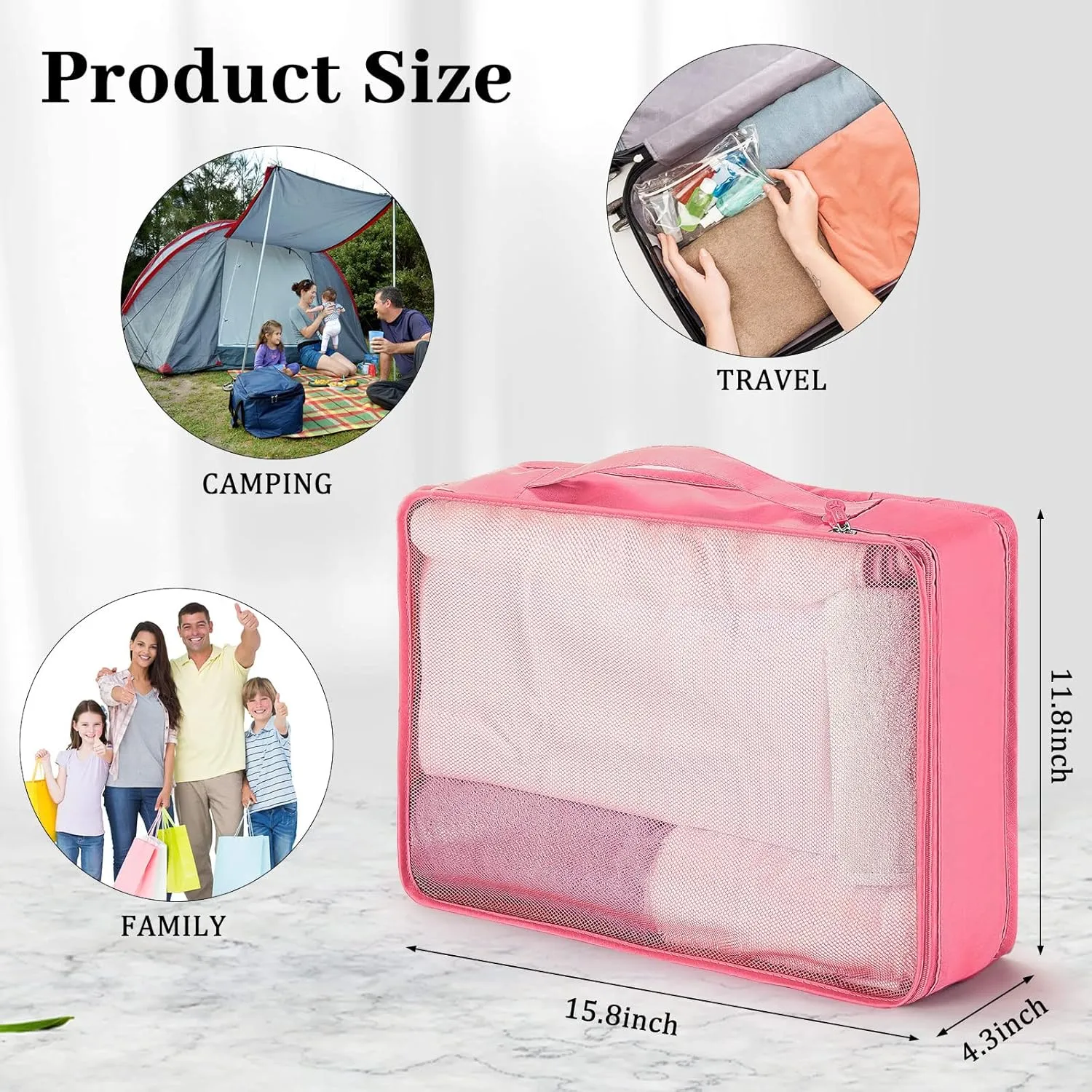 Tudomro 12 Pcs Large Packing Cubes Luggage Organizers for Suitcase Mesh Travel Organizer Bags Travel Packing Organizers for Traveling Camping Hiking