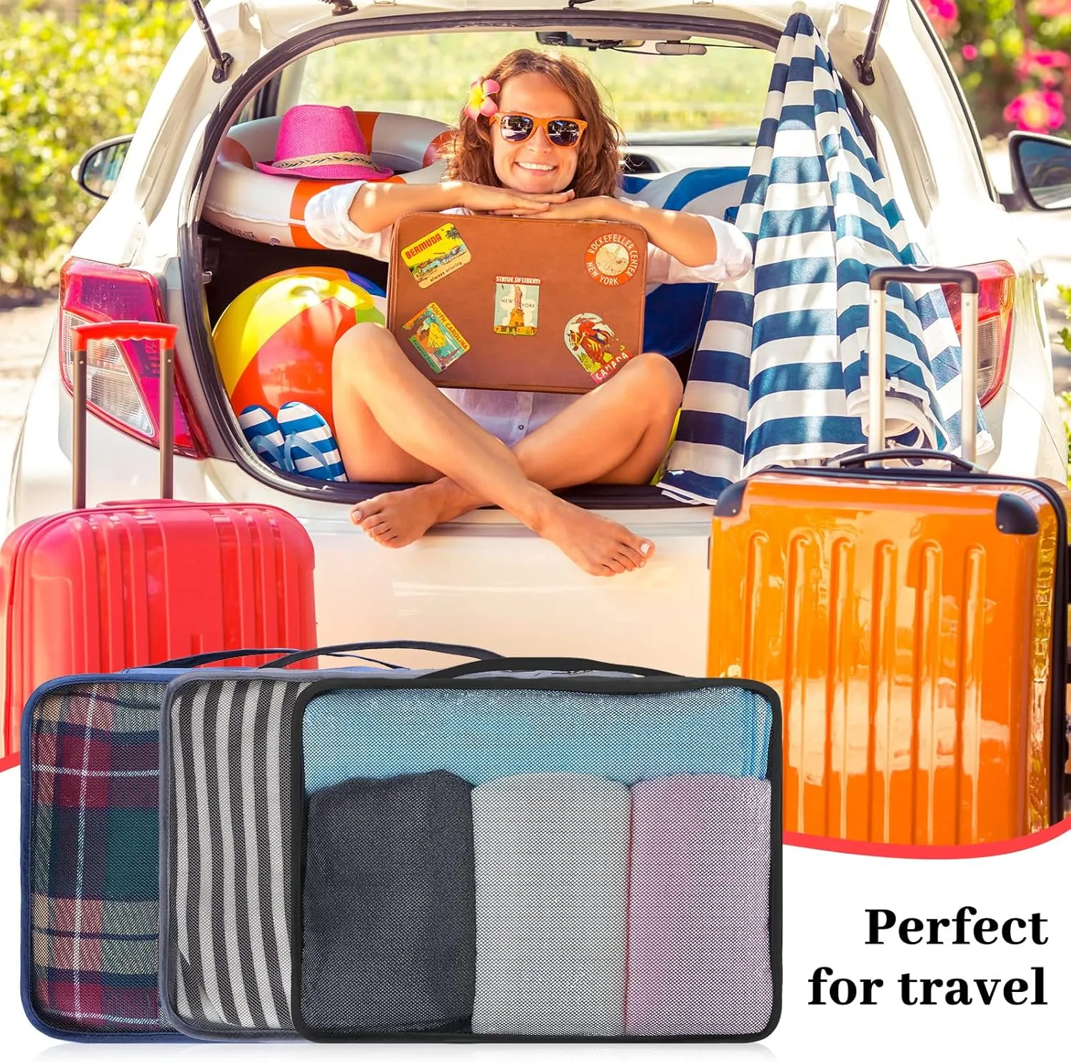 Tudomro 12 Pcs Large Packing Cubes Luggage Organizers for Suitcase Mesh Travel Organizer Bags Travel Packing Organizers for Traveling Camping Hiking