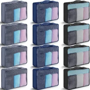 Tudomro 12 Pcs Large Packing Cubes Luggage Organizers for Suitcase Mesh Travel Organizer Bags Travel Packing Organizers for Traveling Camping Hiking
