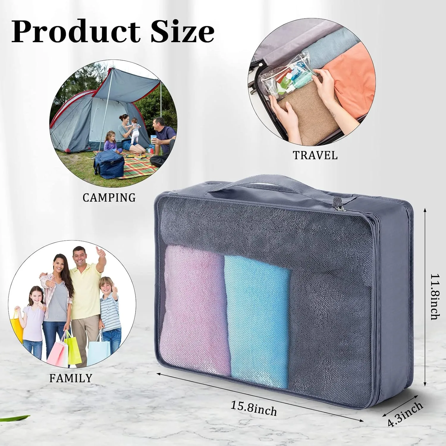 Tudomro 12 Pcs Large Packing Cubes Luggage Organizers for Suitcase Mesh Travel Organizer Bags Travel Packing Organizers for Traveling Camping Hiking