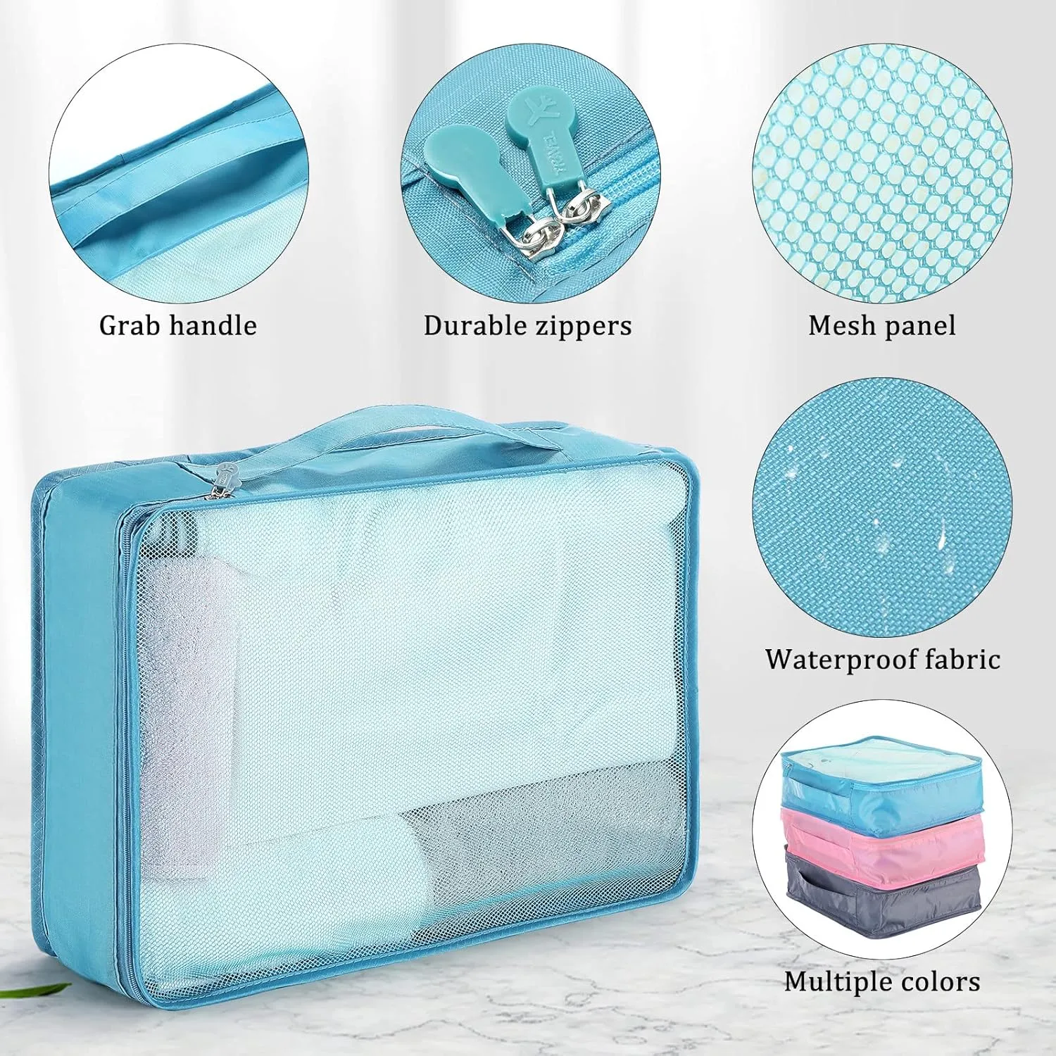 Tudomro 12 Pcs Large Packing Cubes Luggage Organizers for Suitcase Mesh Travel Organizer Bags Travel Packing Organizers for Traveling Camping Hiking