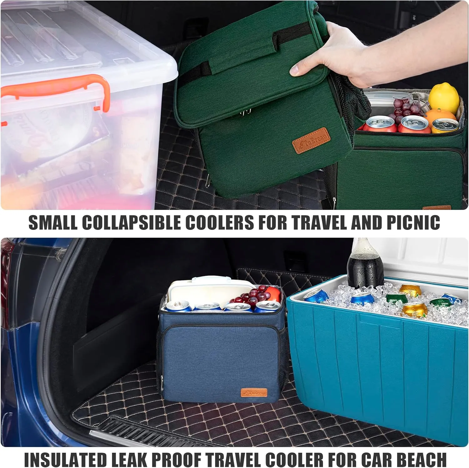 TuErcao Cooler Bag 24 Cans Leakproof Portable Collapsible Soft Cooler Small Ice Chest for Beach Camping Travel Cooler for Car, 15qt Lunch Box Cooler for Men Work Picnic