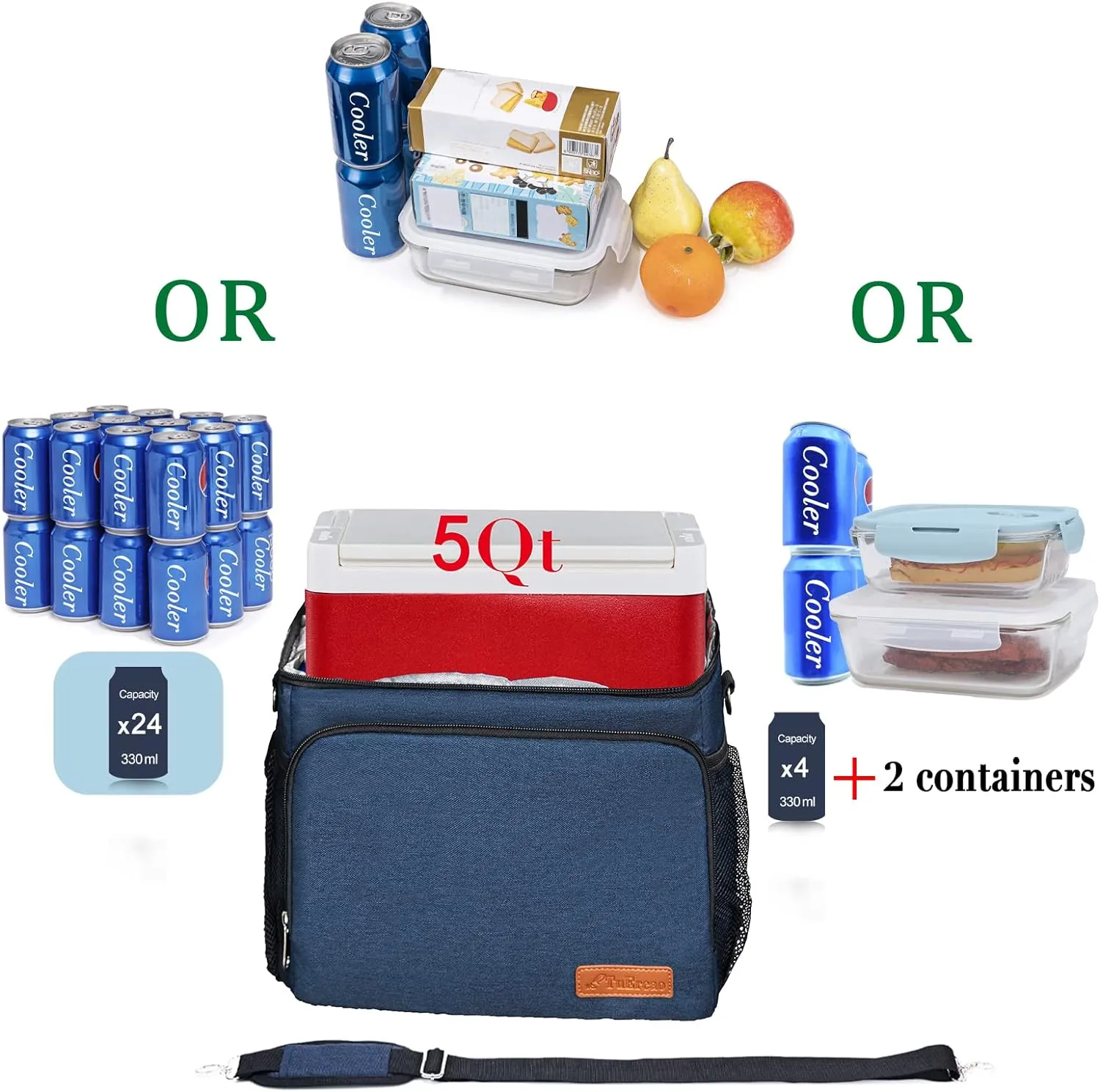 TuErcao Cooler Bag 24 Cans Leakproof Portable Collapsible Soft Cooler Small Ice Chest for Beach Camping Travel Cooler for Car, 15qt Lunch Box Cooler for Men Work Picnic