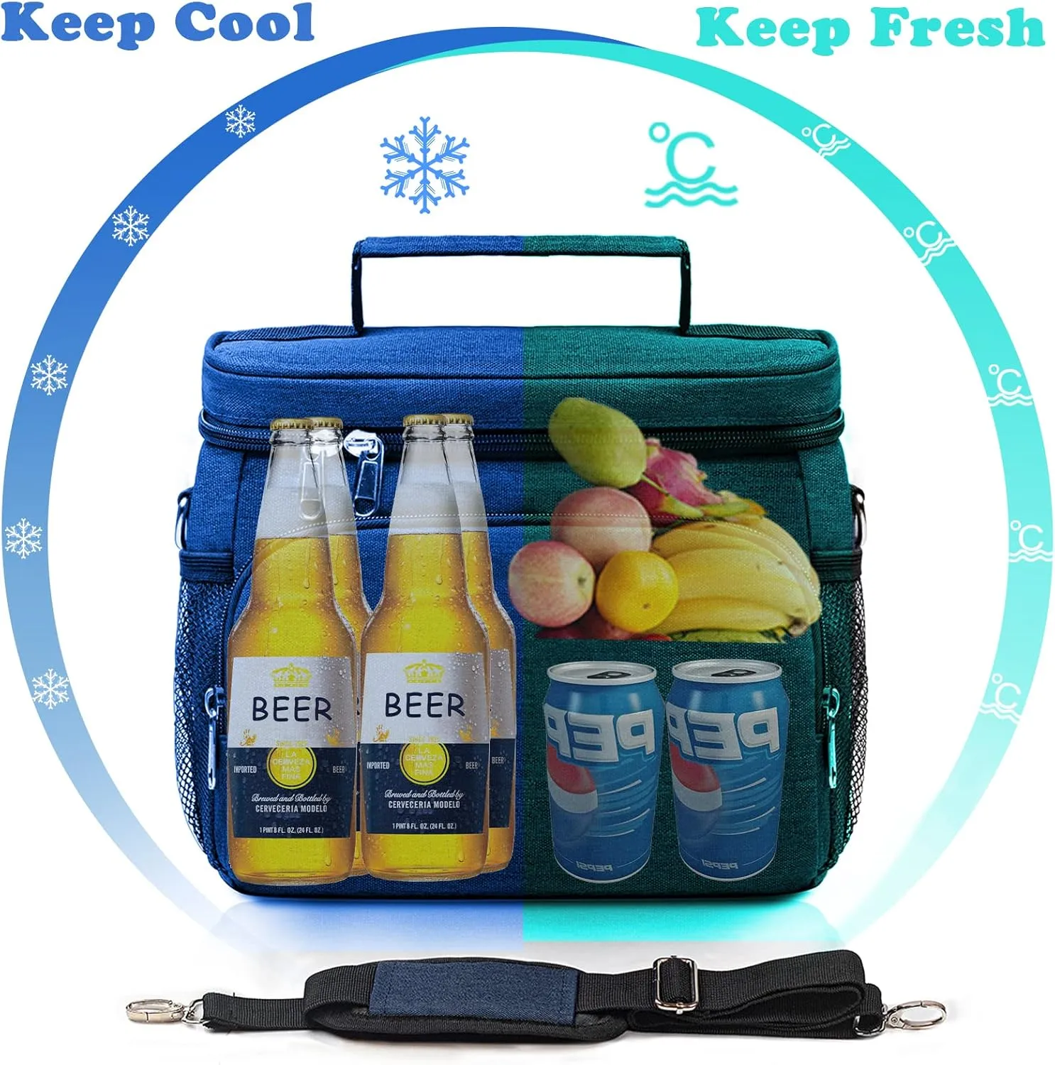 TuErcao Cooler Bag 24 Cans Leakproof Portable Collapsible Soft Cooler Small Ice Chest for Beach Camping Travel Cooler for Car, 15qt Lunch Box Cooler for Men Work Picnic