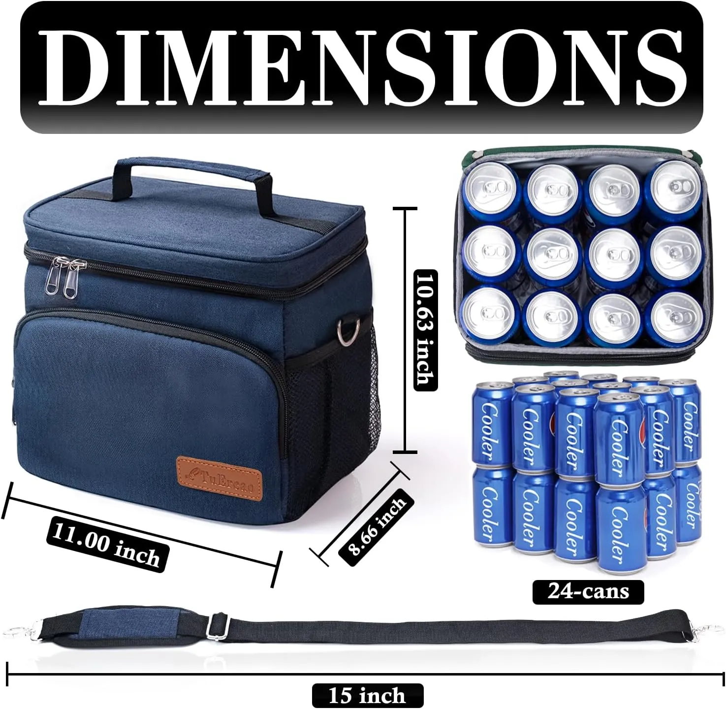 TuErcao Cooler Bag 24 Cans Leakproof Portable Collapsible Soft Cooler Small Ice Chest for Beach Camping Travel Cooler for Car, 15qt Lunch Box Cooler for Men Work Picnic