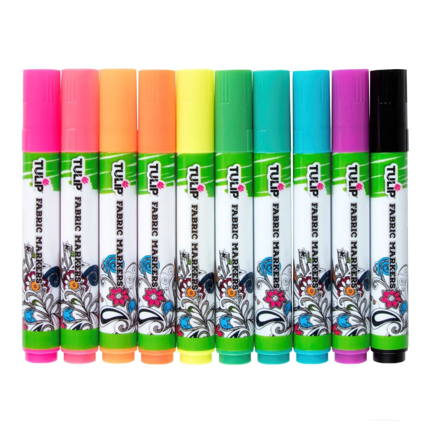 Tulip Brush-Tip Fabric Markers Neon 10 Pack