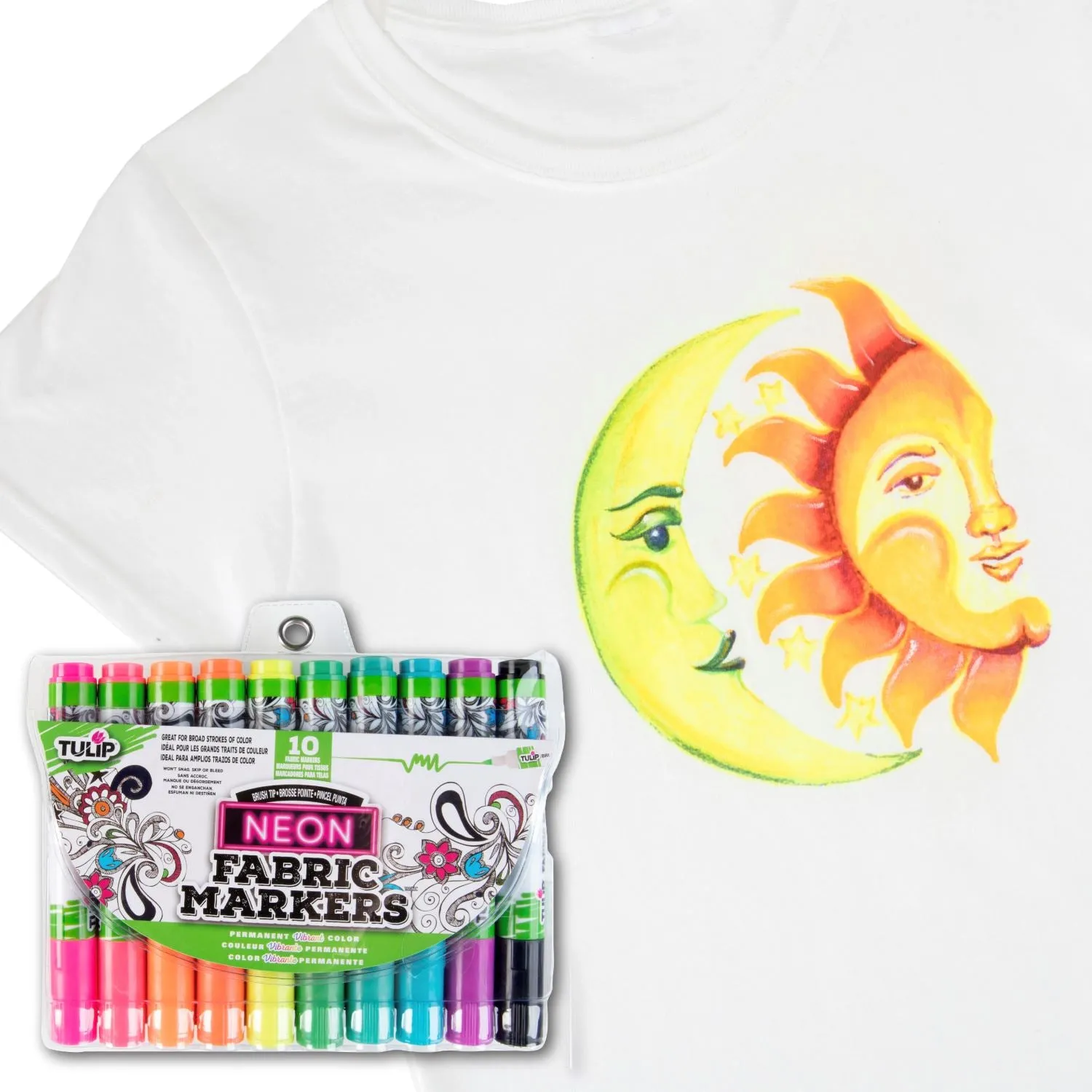 Tulip Brush-Tip Fabric Markers Neon 10 Pack