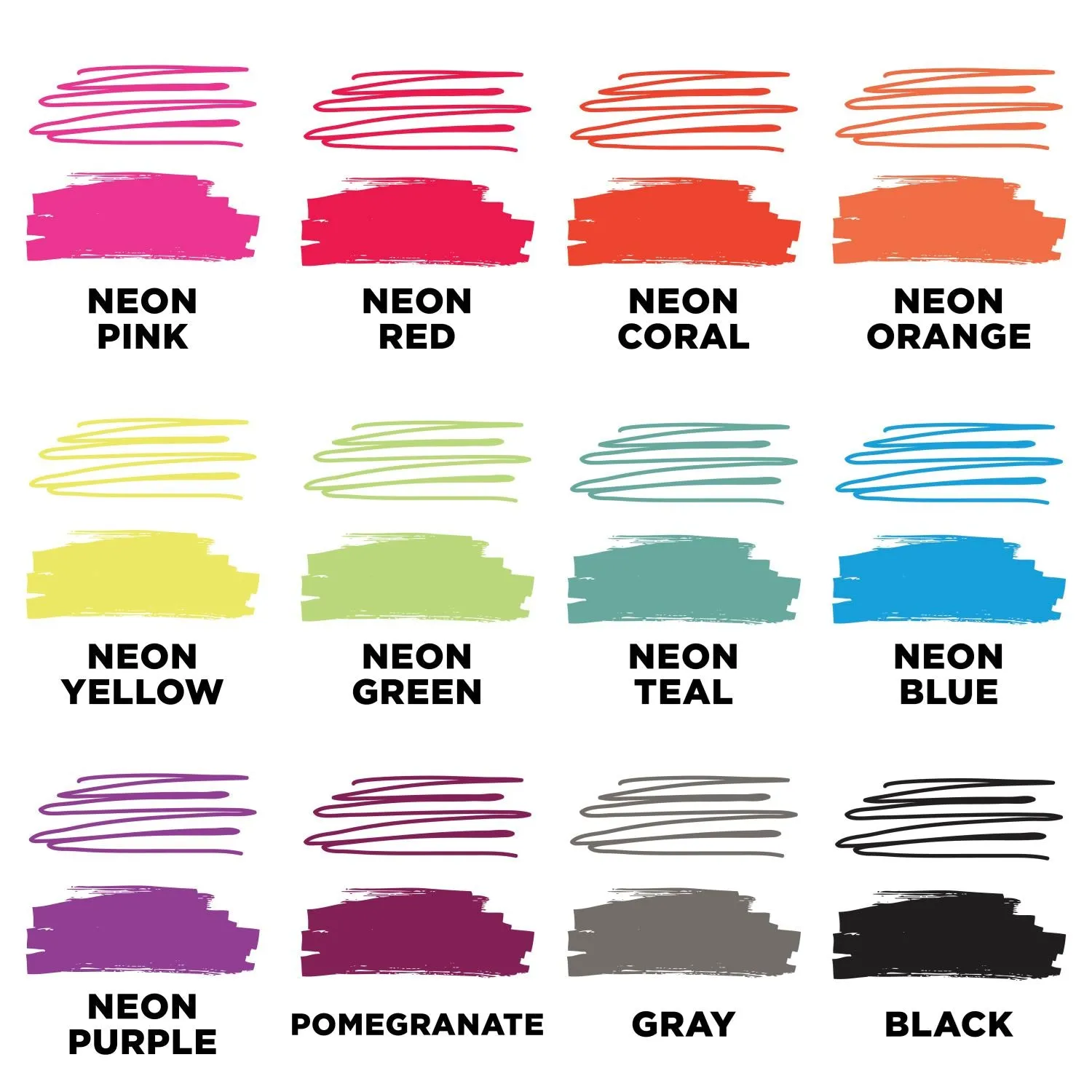Tulip Fine Tip & Brush Tip Fabric Markers Ultimate Neon 24 Pack
