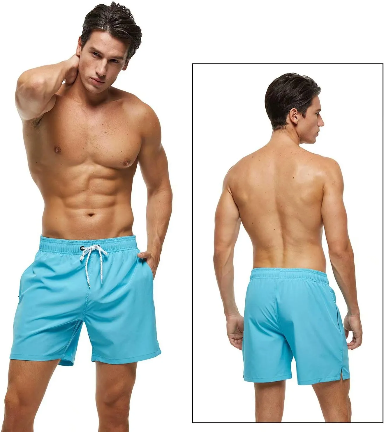 Tyhengta Men's Swim Trunks Quick Dry Beach Shorts with Zipper Pockets and Mesh Lining