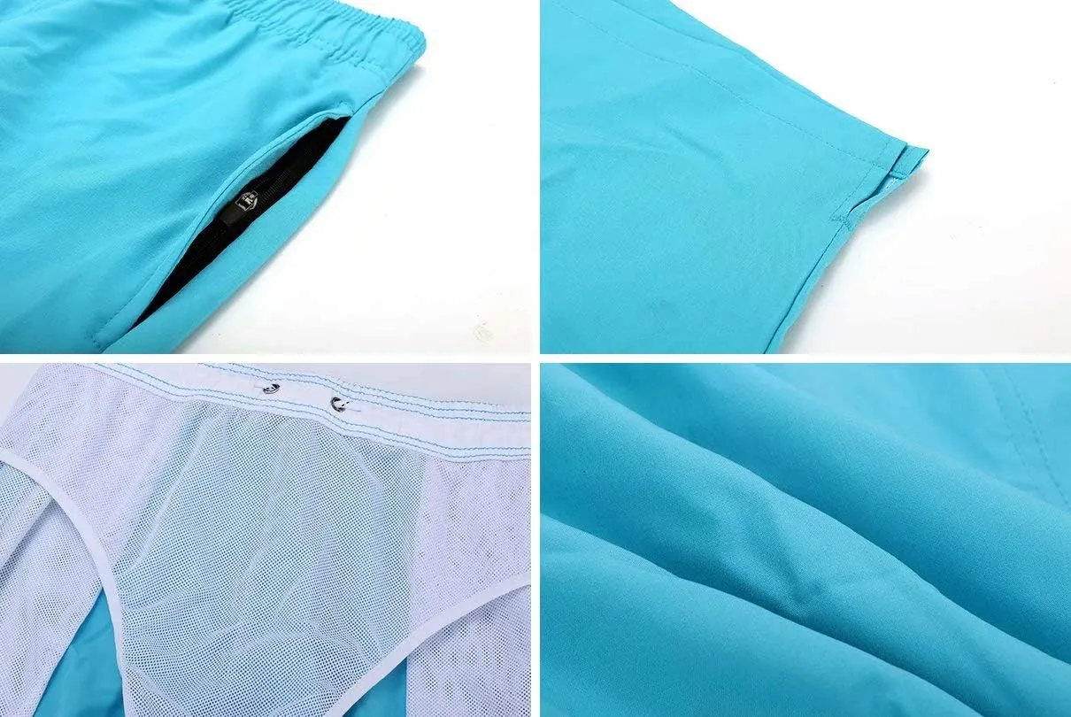 Tyhengta Men's Swim Trunks Quick Dry Beach Shorts with Zipper Pockets and Mesh Lining