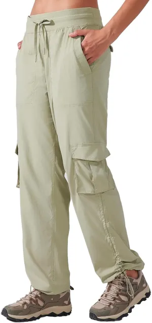 Ukaste Women's Petite Relaxed Fit Lightweight Stretch Cargo Pants - Comfort Hiking Travel Pant with Drawstring Multi Pockets