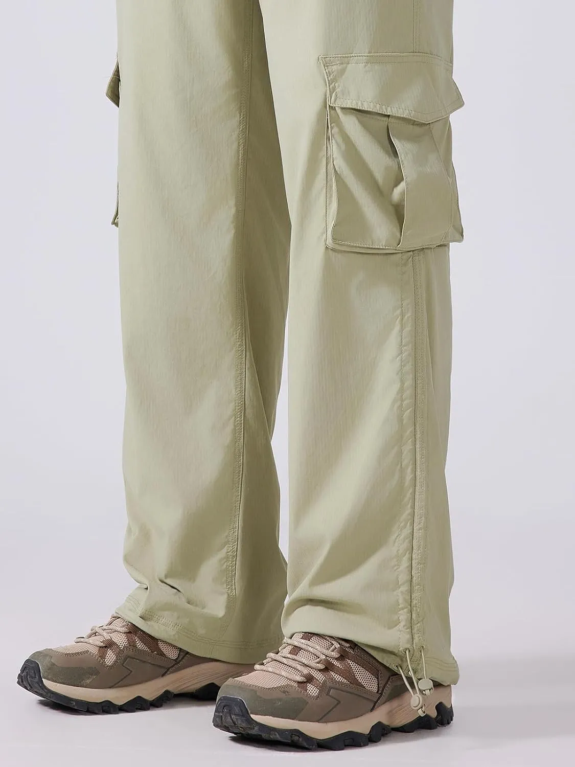 Ukaste Women's Petite Relaxed Fit Lightweight Stretch Cargo Pants - Comfort Hiking Travel Pant with Drawstring Multi Pockets