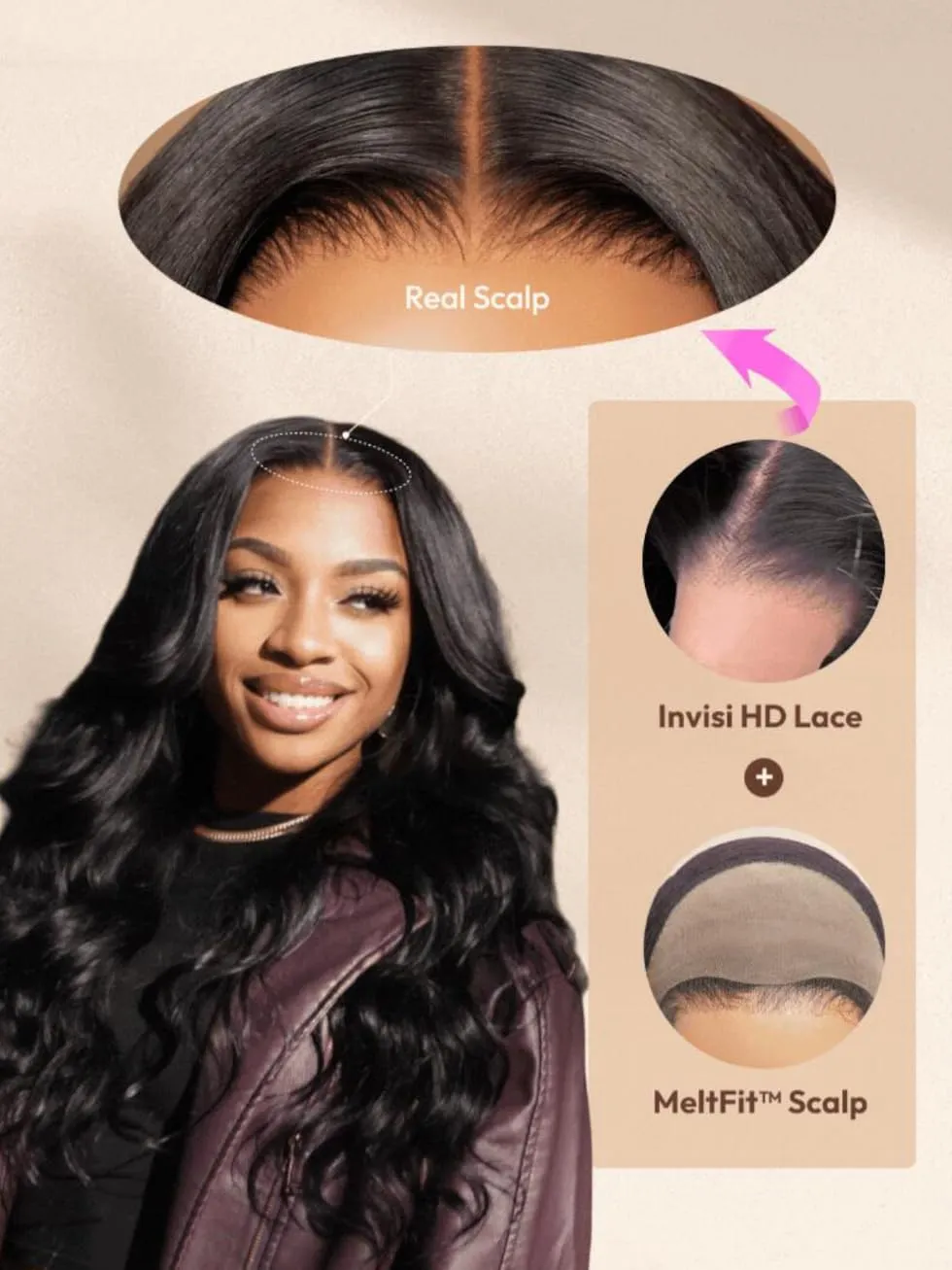 UNICE HD Real Scalp Wig 13x4 HD Lace Front Wigs Human Hair Black Layered Straight Glueless Frontal Wig Pre Plucked Pre Cut Bleached Knots Natural Hairline 180% Density 22 inch