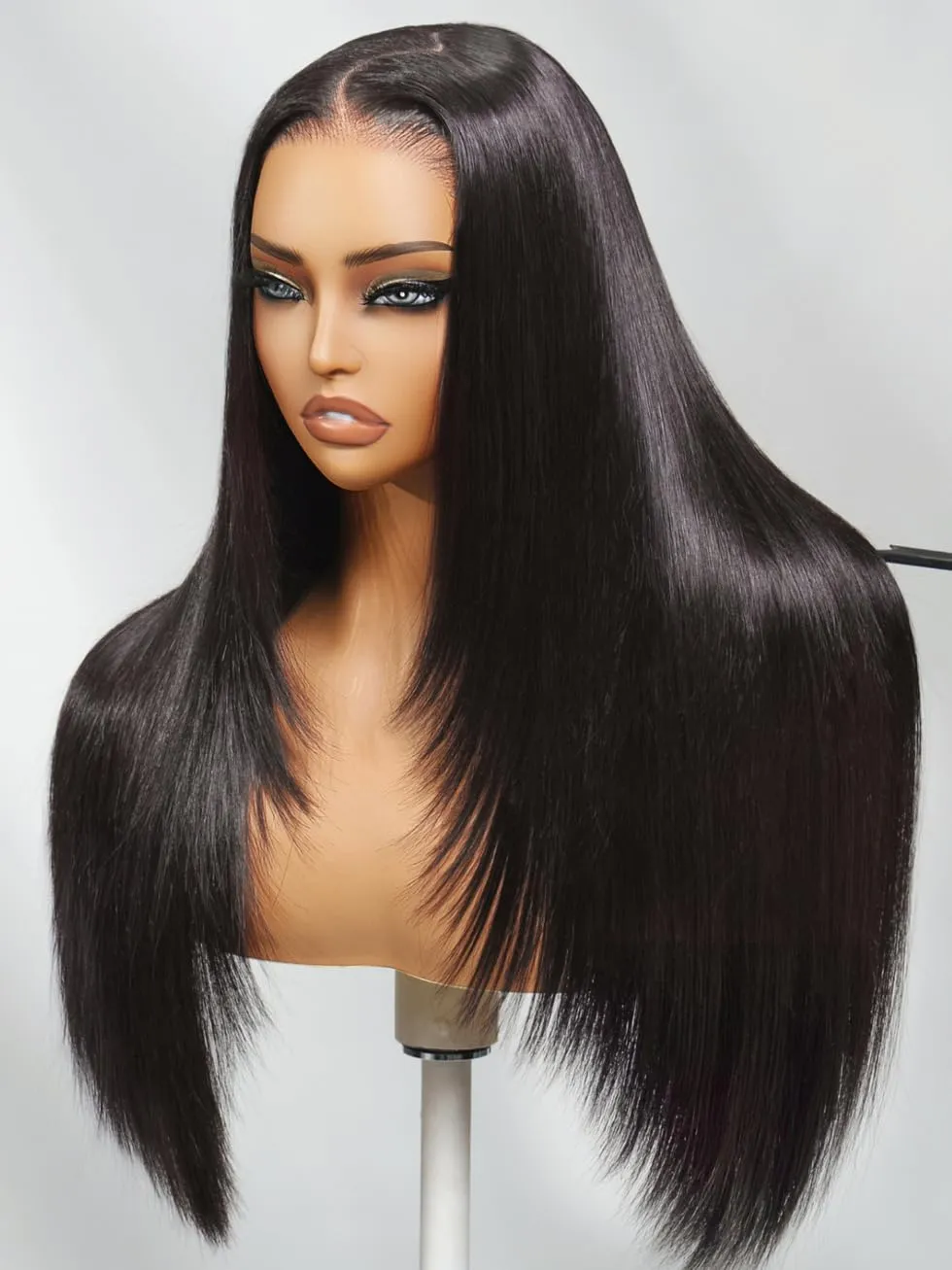 UNICE HD Real Scalp Wig 13x4 HD Lace Front Wigs Human Hair Black Layered Straight Glueless Frontal Wig Pre Plucked Pre Cut Bleached Knots Natural Hairline 180% Density 22 inch