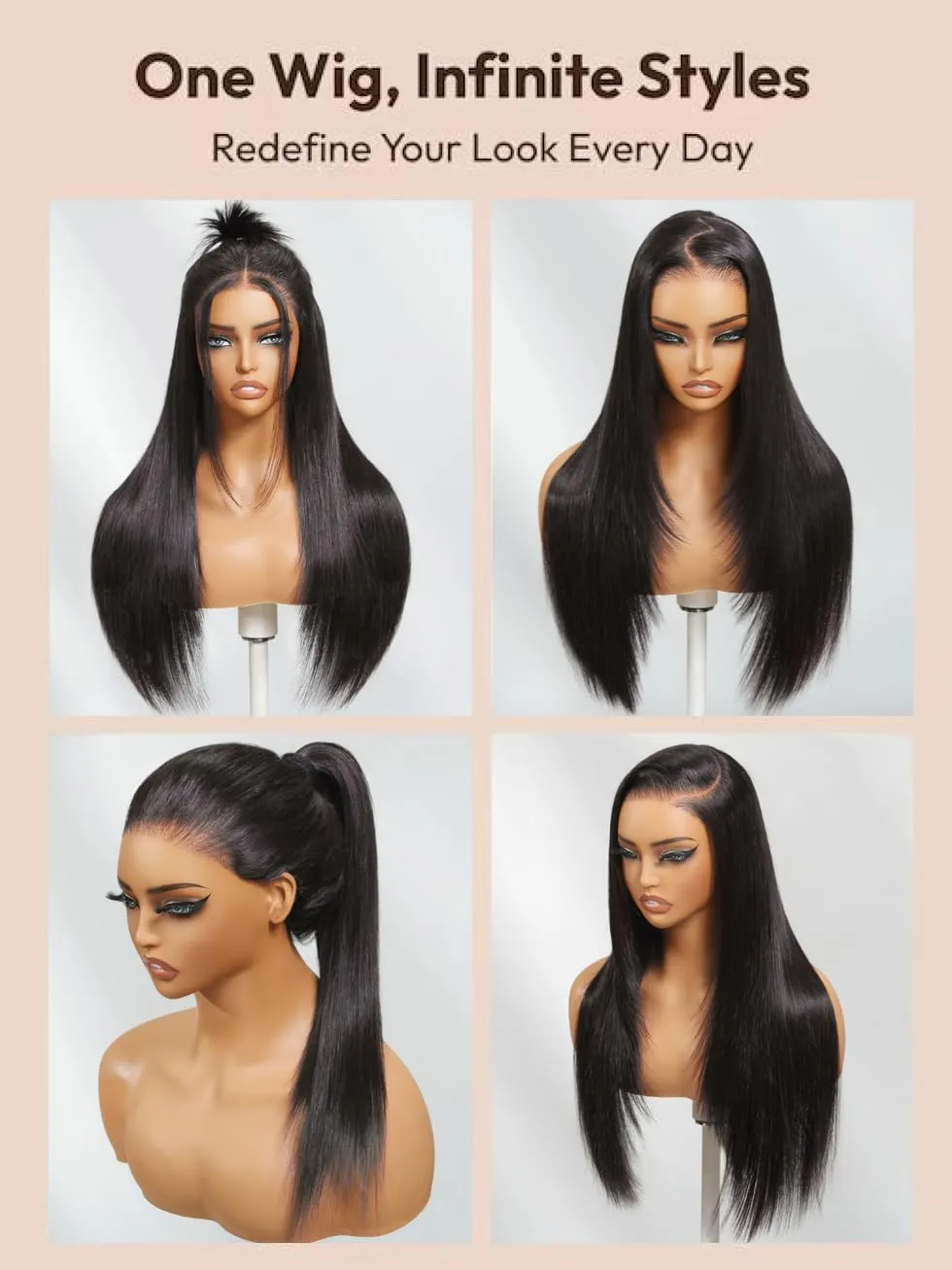 UNICE HD Real Scalp Wig 13x4 HD Lace Front Wigs Human Hair Black Layered Straight Glueless Frontal Wig Pre Plucked Pre Cut Bleached Knots Natural Hairline 180% Density 22 inch