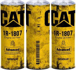 Unique Gifts For Men Alfaro Yellow CAT 1R 1807 Engine Oil Filter Skinny Tumbler with Lid, Stainless Steel Double Wall Cups, Insulated Travel Coffee Mug (Pack of 1)