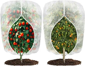 Unves 2 Packs 6 x 6 Ft Fruit Tree Netting Bags, Bird Netting for Garden Protection with Zipper and Drawstring, Blueberry Bush Net Cover for Protecting Fruits from Birds and Insects