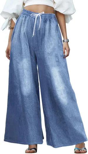 UQJE Women's Wide Leg Jeans Baggy Denim Pants High Waisted Mom Jeans with Pockets