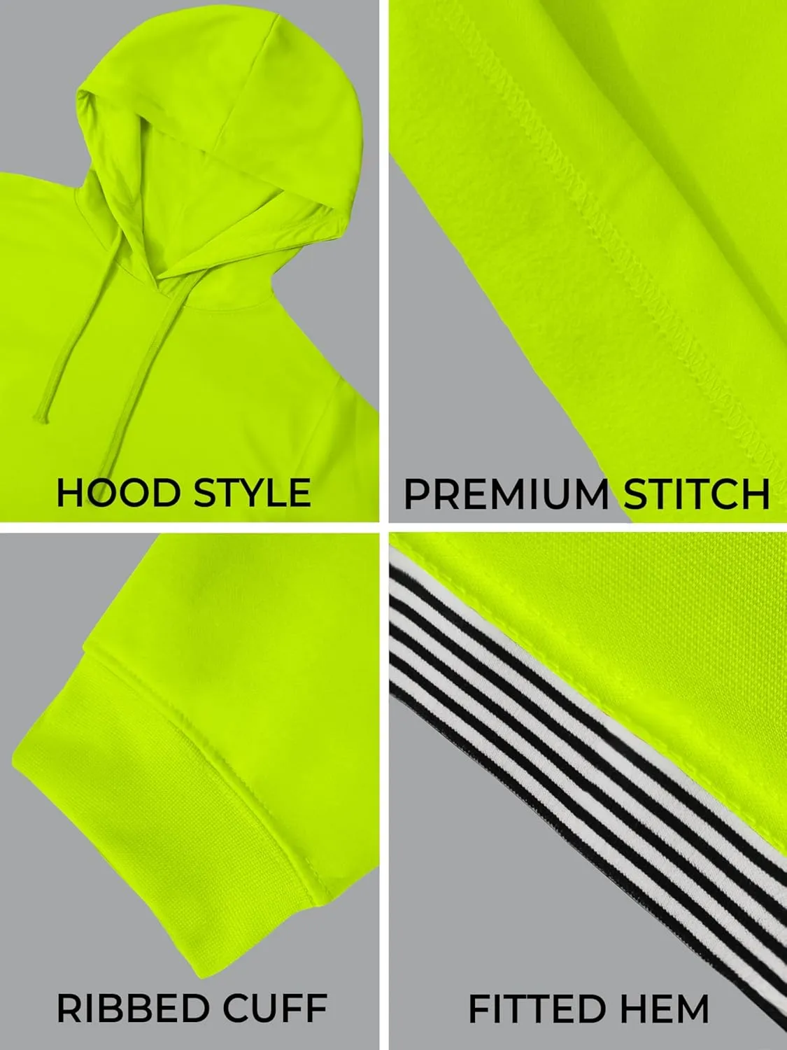 URBAN BUCK Neon Crop Top Hoodie For Women - Lightweight Long Sleeve Cropped Pullover Sweatshirt For Workout & Running