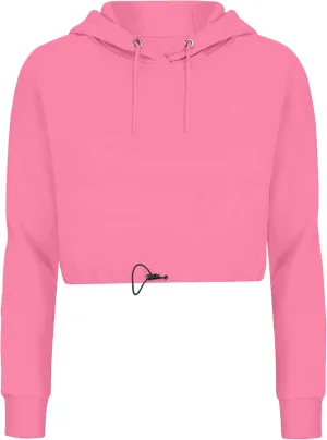 URBAN BUCK Neon Crop Top Hoodie For Women - Lightweight Long Sleeve Cropped Pullover Sweatshirt For Workout & Running