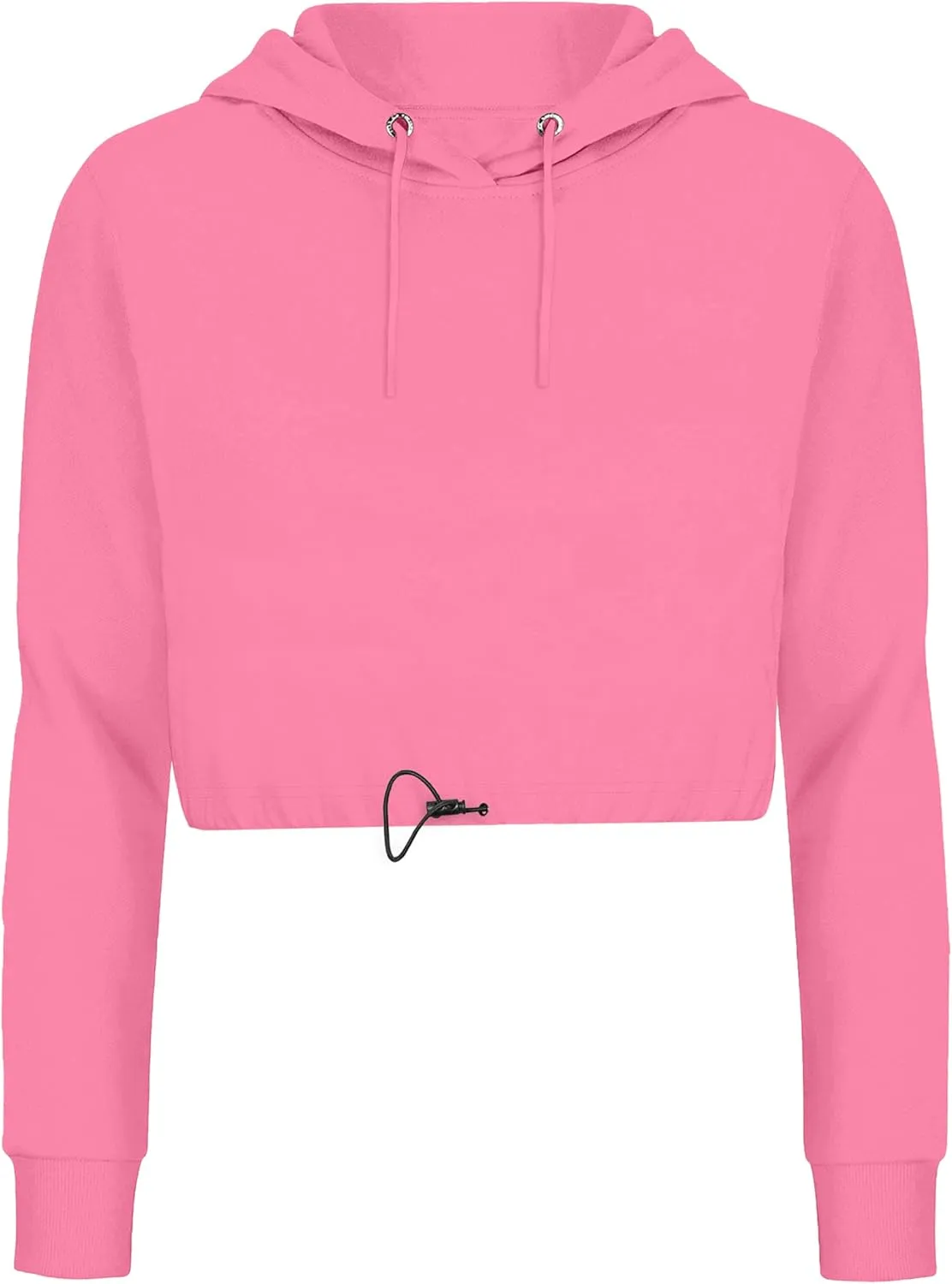 URBAN BUCK Neon Crop Top Hoodie For Women - Lightweight Long Sleeve Cropped Pullover Sweatshirt For Workout & Running
