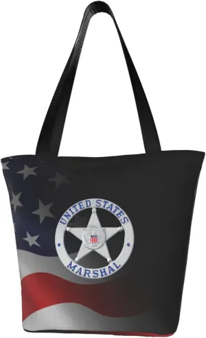 US Marshal Badge Women'S Casual One Shoulder Carry Shopping Bag Large Capacity Working Storage Handbag