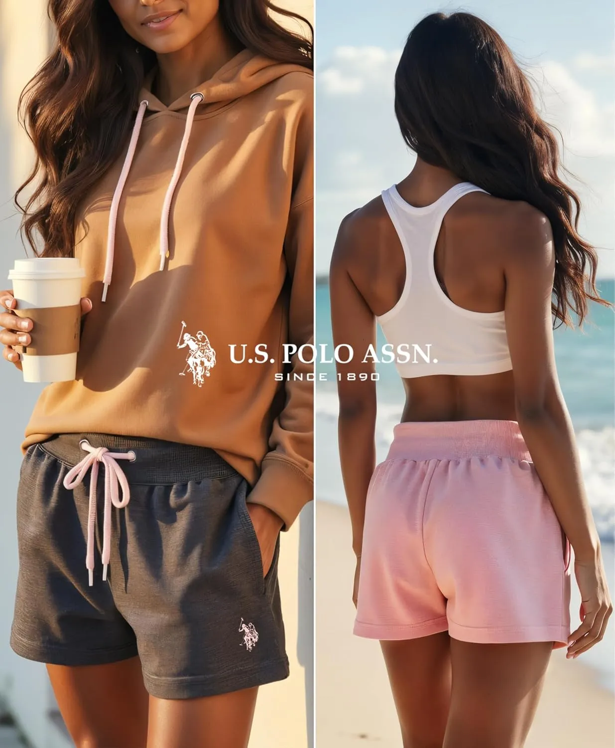 U.S. Polo Assn. French Terry Sweat Shorts Women, Poly-Cotton Lounge Sweatpants Shorts for Women