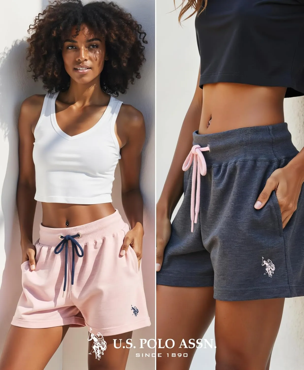 U.S. Polo Assn. French Terry Sweat Shorts Women, Poly-Cotton Lounge Sweatpants Shorts for Women