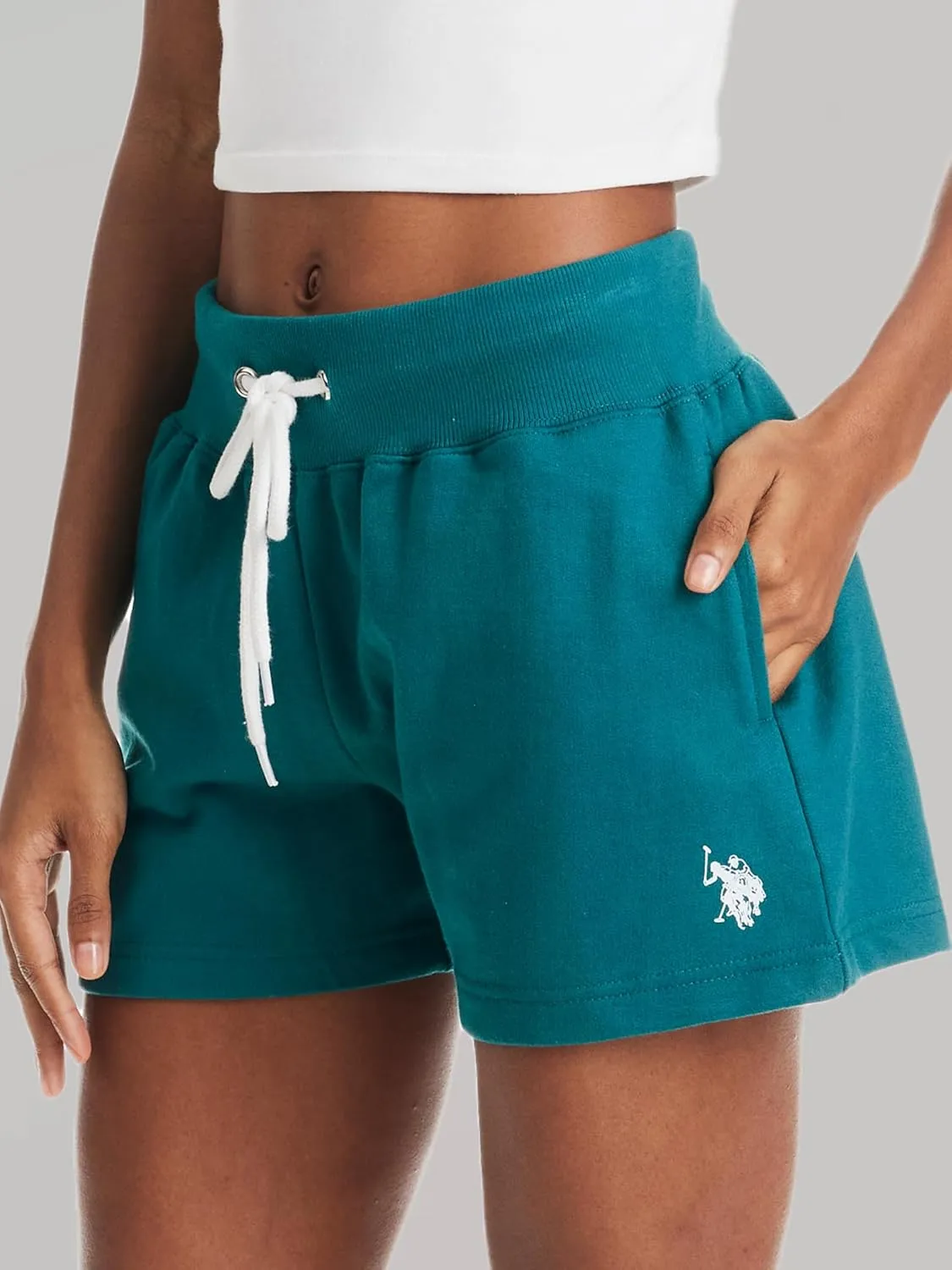 U.S. Polo Assn. French Terry Sweat Shorts Women, Poly-Cotton Lounge Sweatpants Shorts for Women