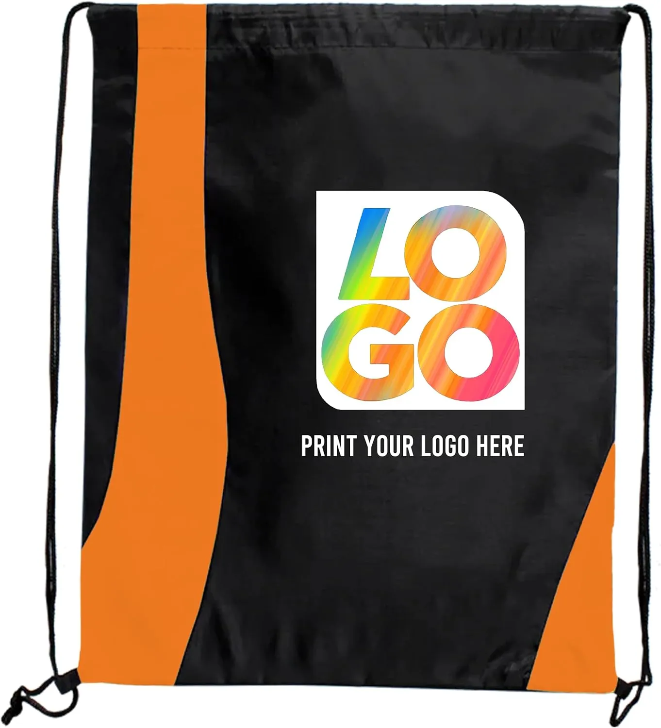 USMG Custom Two-Tone Wavy Drawstring Tote Bags - Multi-Color Imprint for Promotions, Gifts, and Events