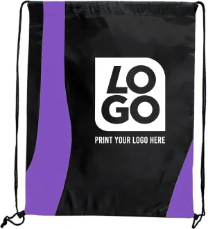 USMG Custom Two-Tone Wavy Drawstring Tote Bags - Single Color Imprint for Promotions, Gifts & Events