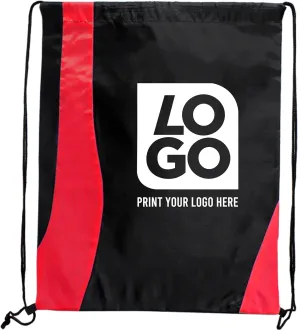 USMG Custom Two-Tone Wavy Drawstring Tote Bags - Single Color Imprint for Promotions, Gifts & Events