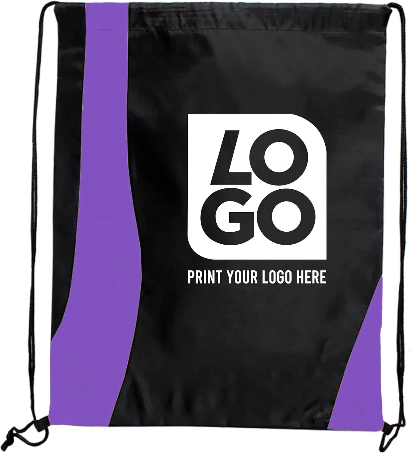 USMG Custom Two-Tone Wavy Drawstring Tote Bags - Single Color Imprint for Promotions, Gifts & Events