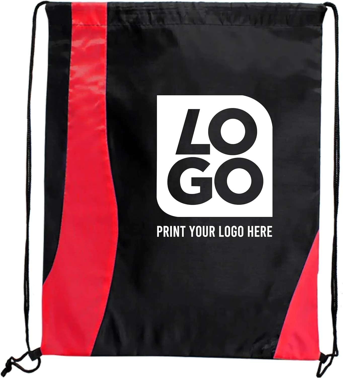 USMG Custom Two-Tone Wavy Drawstring Tote Bags - Single Color Imprint for Promotions, Gifts & Events