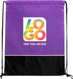 USMG Two Tone Classic Drawstring Tote Bags with Full Color Imprint for Marketing & Events