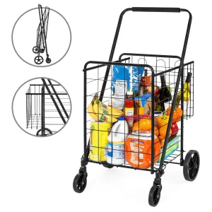 Utility Swivel w/ Dependable Basket, Bonus Wheels Folding Steel Storage Shopping Time-sensitive Cart