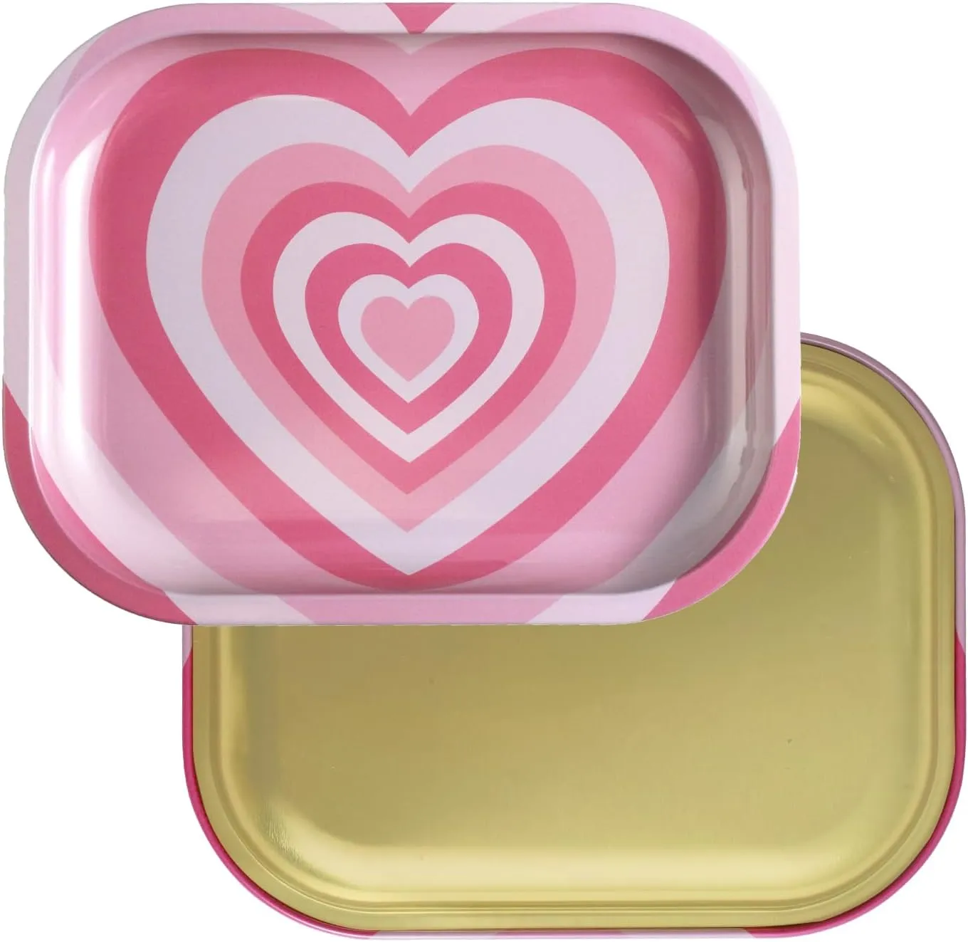 Valentine's Day Rolling Tray Set with One Accessories, Love Heart Metal Rolling Tray Combo Kit Ideal for Gifts, Easy to Carry