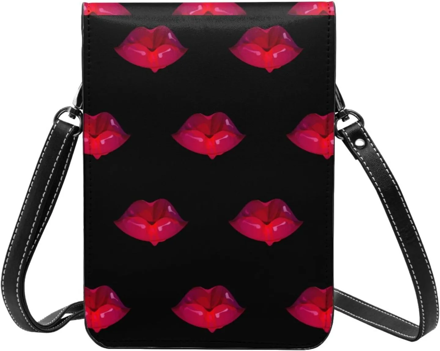 Vampire Teeth Lips Cell Phone Purse Small Crossbody Bags For Women Men Wallet Purses With Adjustable Strap
