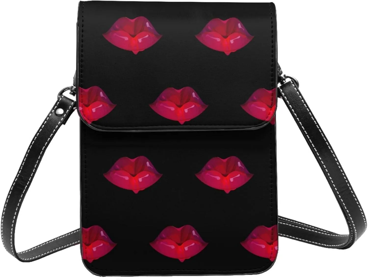 Vampire Teeth Lips Cell Phone Purse Small Crossbody Bags For Women Men Wallet Purses With Adjustable Strap