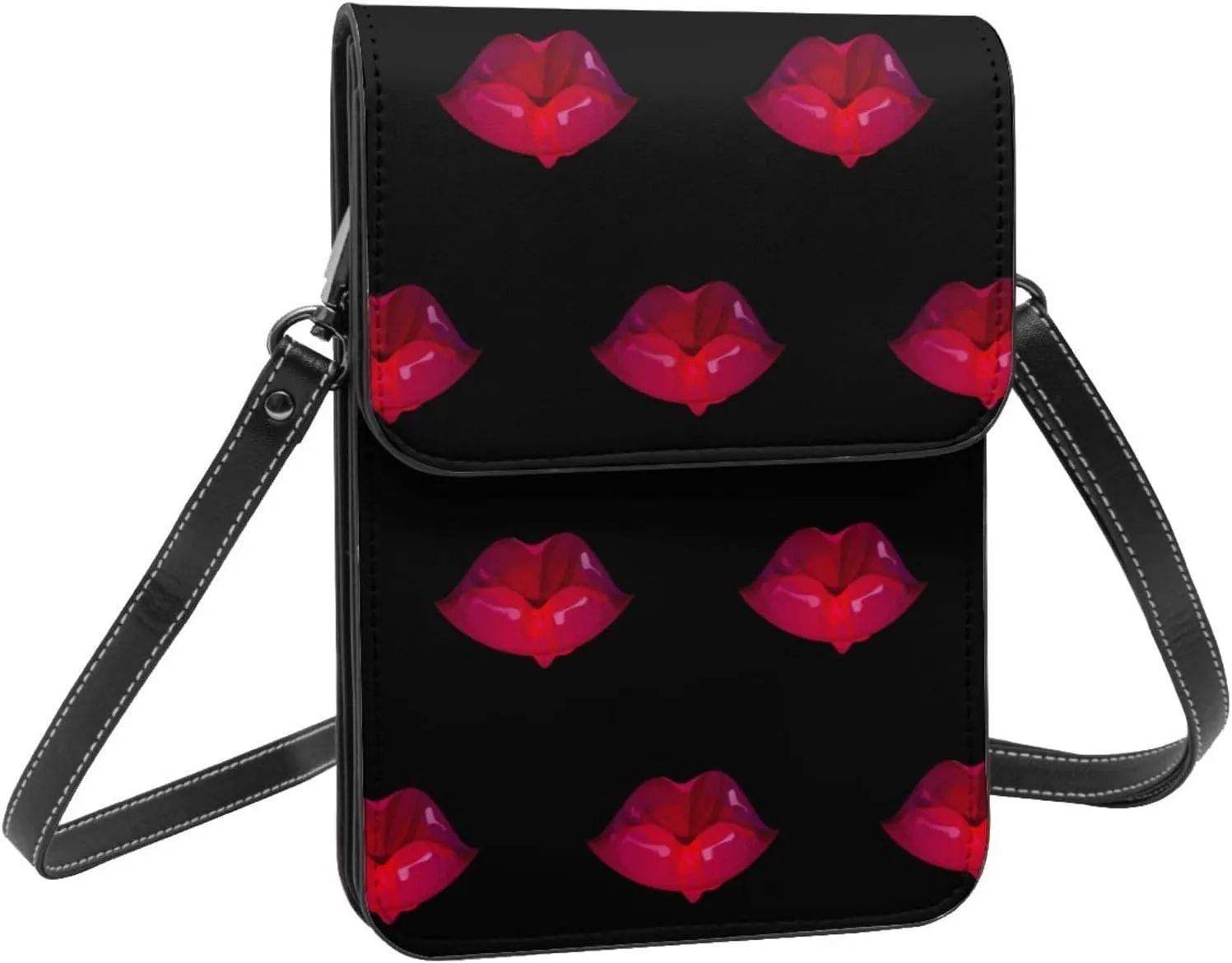 Vampire Teeth Lips Cell Phone Purse Small Crossbody Bags For Women Men Wallet Purses With Adjustable Strap