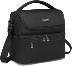 Vaschy Lunch Bag for Men and Women - 8L Capacity, Water Resistant, with Shoulder Strap and Carry Handle, Black